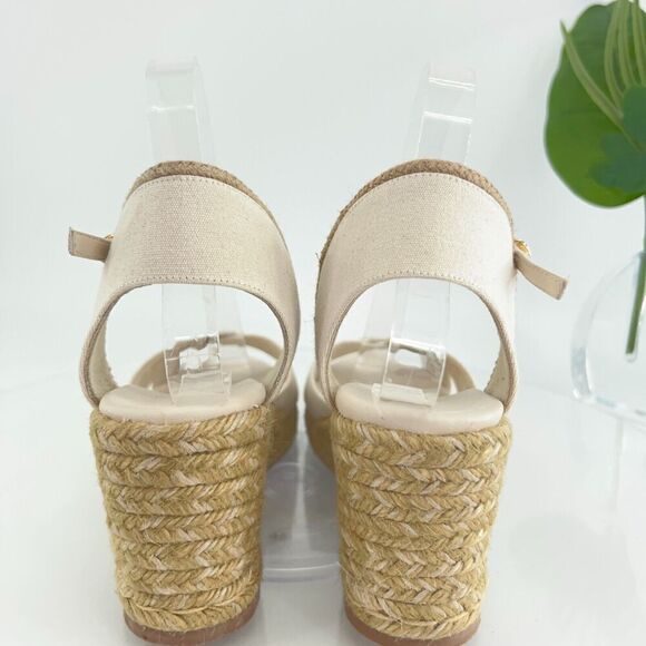 Stuart Weitzman Mirela II Women's Size 9 B Canvas Espadrille Wedge Sandals Ivory - Picture 7 of 15
